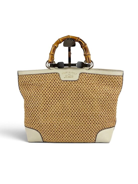 Gucci Handbags - Gucci Bamboo Handle Gucci Bamboo Straw Tote Bag Raffia